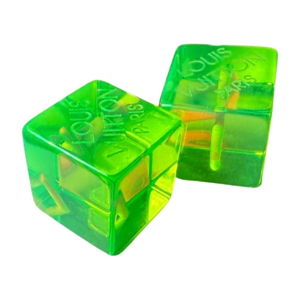 Louis Vuitton Hair Tie Translucent Green Orange Gold Vintage Cube - Picture 2 of 4